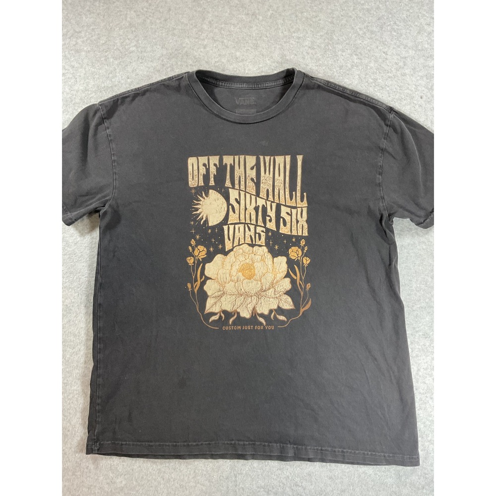 Vans Off The Wall Sixty Six Graphic T-Shirt Faded Black Floral Sun Medium 1936